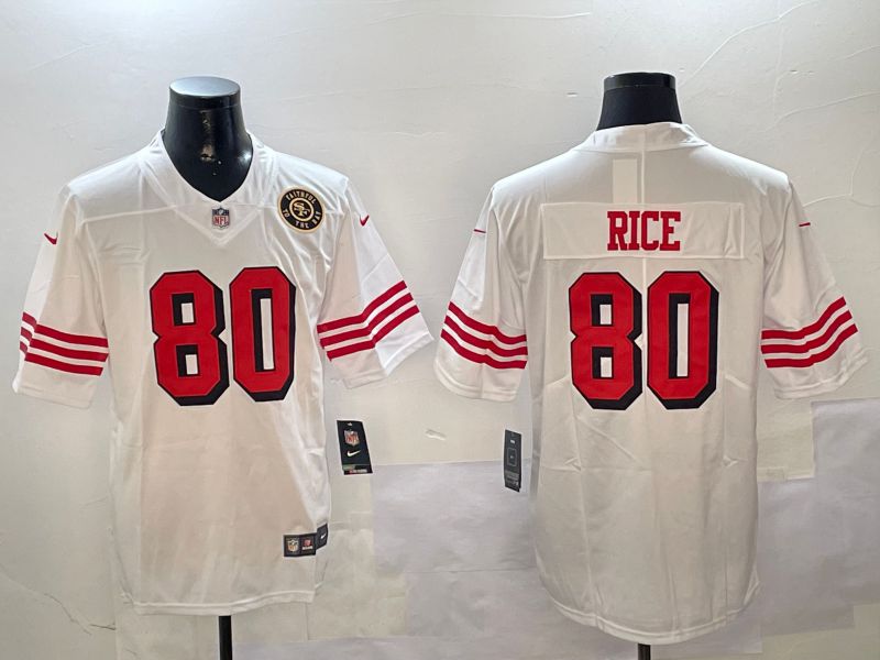 Men San Francisco 49ers #80 Rice White Throwback 2024 Nike Limited NFL Jersey style 01042->san francisco 49ers->NFL Jersey